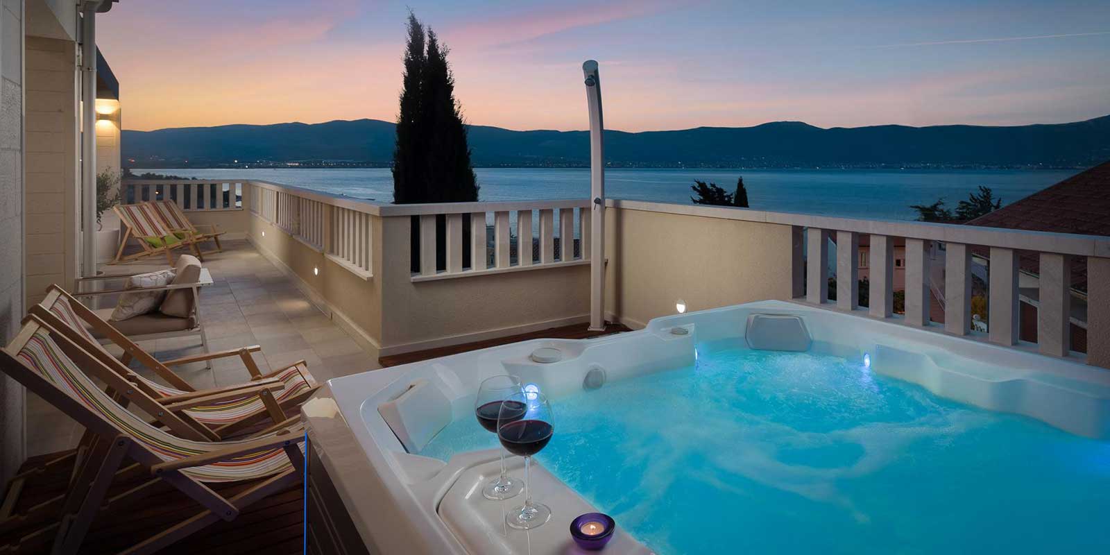 jacuzzi on the terrace at sunset